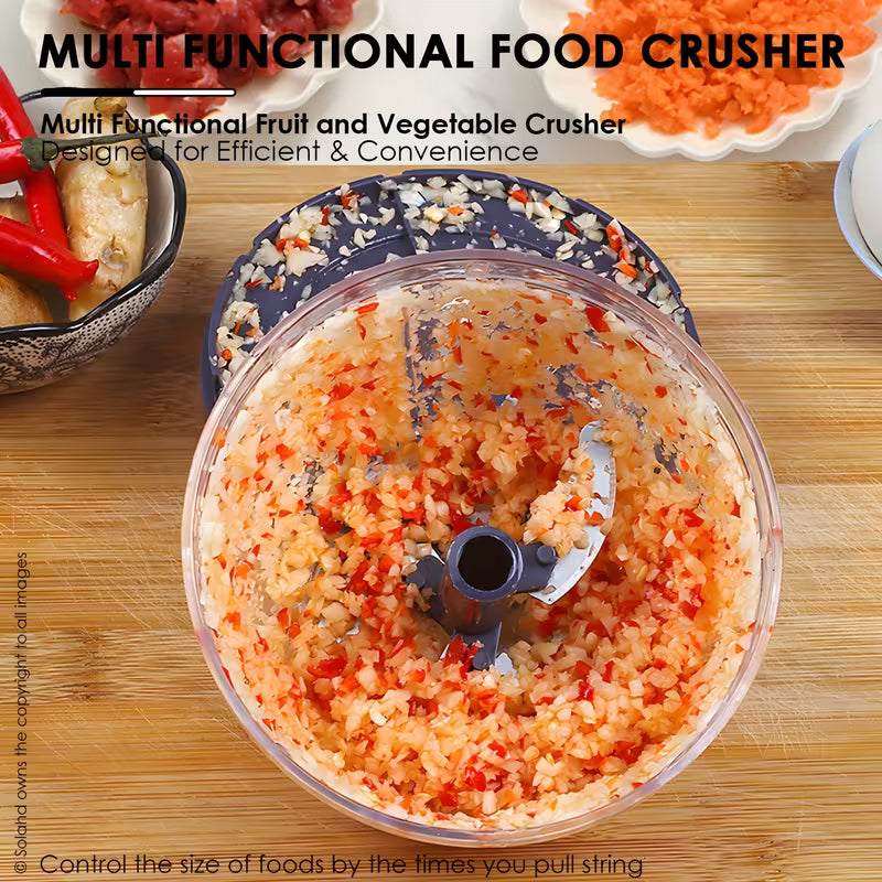 Manual Pull String Food Chopper – Multi-Purpose Vegetable, Onion, Garlic & Meat Chopper with Sharp Stainless Steel Blades