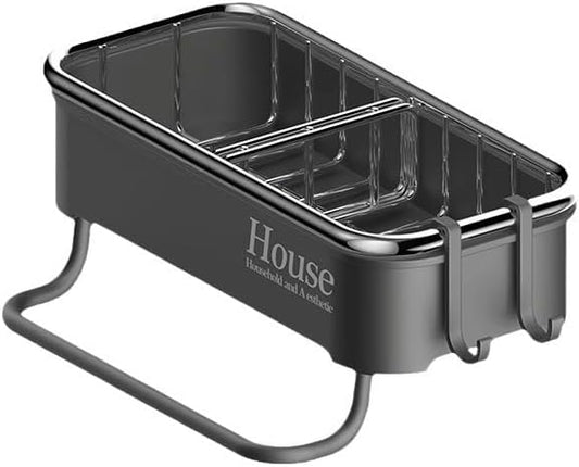 Kitchen Sink Caddy Organizer – Hanging Sponge Holder with Drainage Basket for Sponges, Brushes & Soap