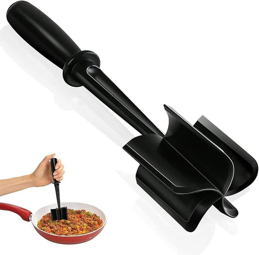 Ground Beef Meat Chopper with 5-Blade Head, Temp Heat-Resistant Meat Masher, Non-Stick Mince Meat Shredder for Ground