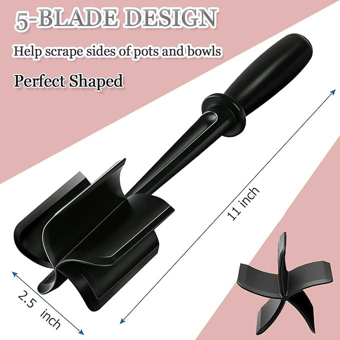 Ground Beef Meat Chopper with 5-Blade Head, Temp Heat-Resistant Meat Masher, Non-Stick Mince Meat Shredder for Ground