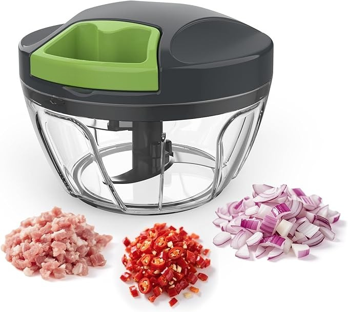 Manual Pull String Food Chopper – Multi-Purpose Vegetable, Onion, Garlic & Meat Chopper with Sharp Stainless Steel Blades