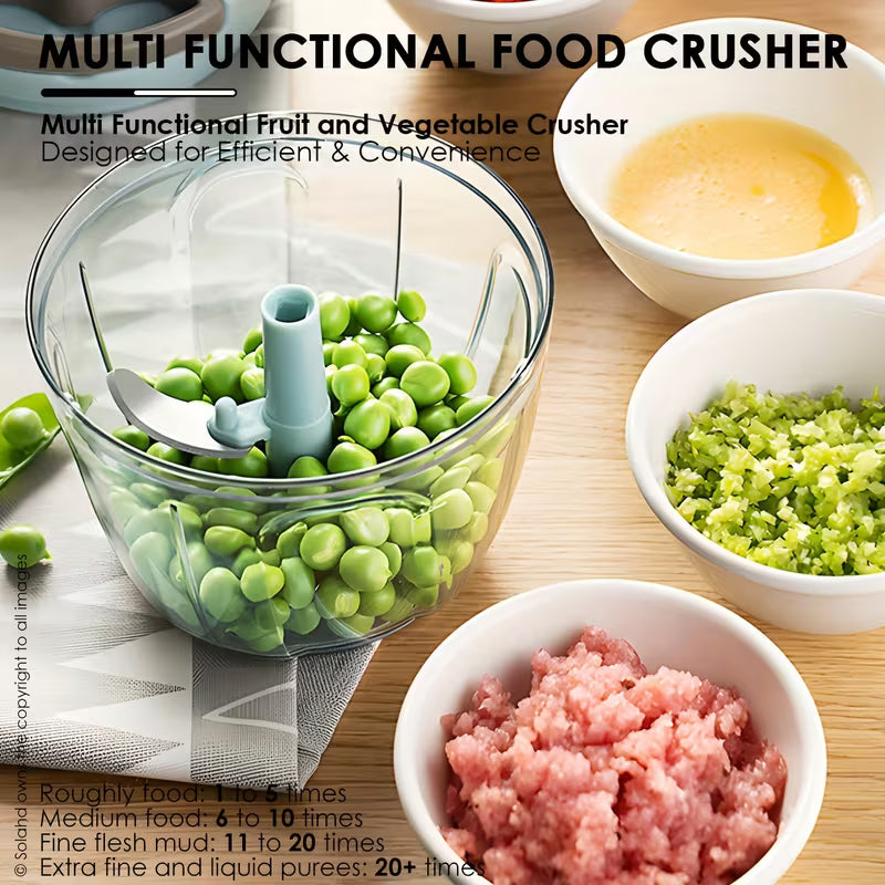Manual Pull String Food Chopper – Multi-Purpose Vegetable, Onion, Garlic & Meat Chopper with Sharp Stainless Steel Blades